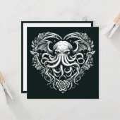 Cthulhu Valentine Lovecraft Horror Hartvormig Kaart (Voorkant / Achterkant in situ)