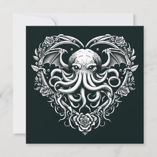 Cthulhu Valentine Lovecraft Horror Hartvormig Kaart (Voorkant)