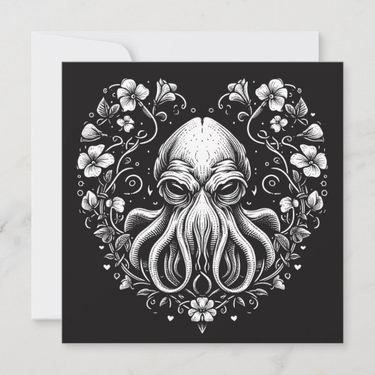 Cthulhu Valentine Lovecraft Horror Hartvormig Kaart (Voorkant)