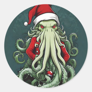 Cthulhu's Kerstreign: Een Vreselijke Kerst Ronde Sticker
