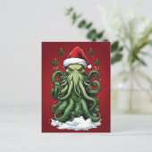 Cthulhu's Yuletide Reign: Een angstaanjagende Kers Briefkaart (Staand voorkant)
