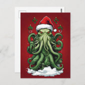 Cthulhu's Yuletide Reign: Een angstaanjagende Kers Briefkaart (Voorkant / Achterkant)