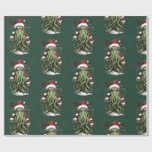 Cthulhu's Yuletide Reign: Een angstaanjagende Kers Cadeaupapier (Vlak)