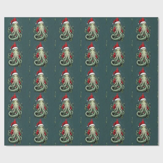 Cthulhu's Yuletide Reign: Een angstaanjagende Kers Cadeaupapier (Vlak)