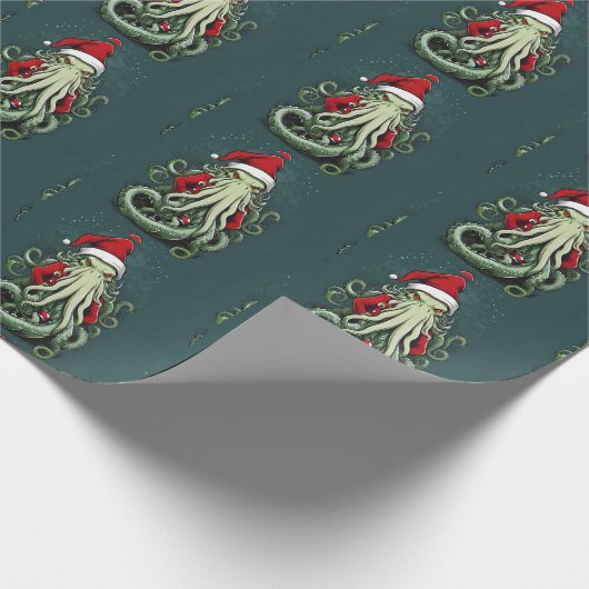 Cthulhu's Yuletide Reign: Een angstaanjagende Kers Cadeaupapier (Hoek)
