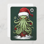 Cthulhu's Yuletide Reign: Een angstaanjagende Kers Feestdagenkaart (Voorkant / Achterkant)