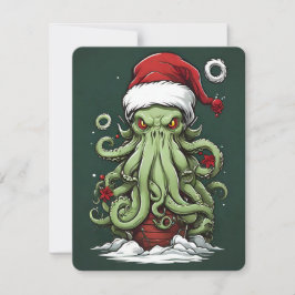 Cthulhu's Yuletide Reign: Een angstaanjagende Kers Feestdagenkaart