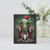 Cthulhu's Yuletide Reign: Een angstaanjagende Kers Feestdagenkaart (Staand voorkant)