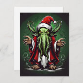 Cthulhu's Yuletide Reign: Een angstaanjagende Kers Feestdagenkaart (Voorkant / Achterkant)