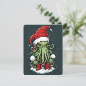 Cthulhu's Yuletide Reign: Een angstaanjagende Kers Feestdagenkaart (Staand voorkant)