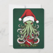 Cthulhu's Yuletide Reign: Een angstaanjagende Kers Feestdagenkaart (Voorkant)
