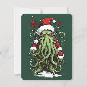Cthulhu's Yuletide Reign: Een angstaanjagende Kers Feestdagenkaart