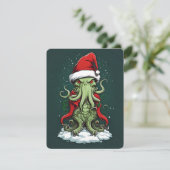 Cthulhu's Yuletide Reign: Een angstaanjagende Kers Feestdagenkaart (Staand voorkant)