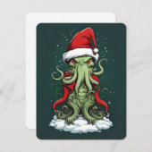 Cthulhu's Yuletide Reign: Een angstaanjagende Kers Feestdagenkaart (Voorkant / Achterkant)