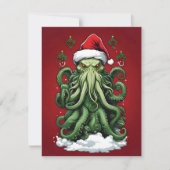 Cthulhu's Yuletide Reign: Een angstaanjagende Kers Feestdagenkaart (Voorkant)
