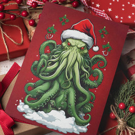 Cthulhu's Yuletide Reign: Een angstaanjagende Kers Feestdagenkaart