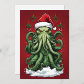 Cthulhu's Yuletide Reign: Een angstaanjagende Kers Feestdagenkaart (Voorkant / Achterkant)