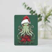 Cthulhu's Yuletide Reign: Een angstaanjagende Kers Feestdagenkaart (Staand voorkant)