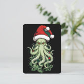 Cthulhu's Yuletide Reign: Een angstaanjagende Kers Feestdagenkaart (Staand voorkant)