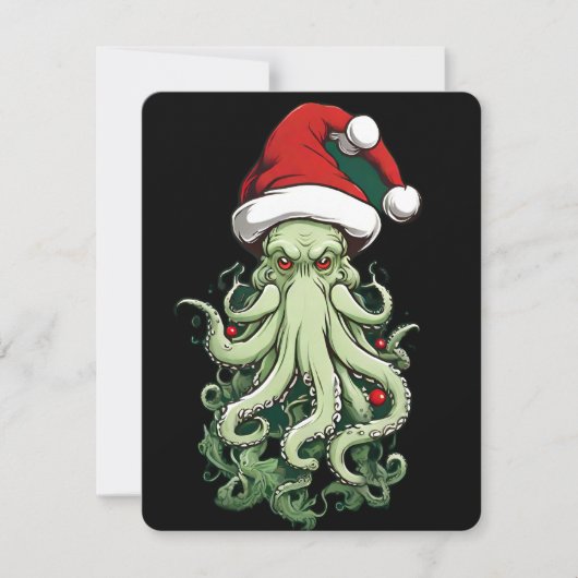 Cthulhu's Yuletide Reign: Een angstaanjagende Kers Feestdagenkaart (Voorkant)