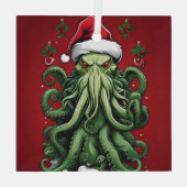 Cthulhu's Yuletide Reign: Een angstaanjagende Kers Glas Ornament (Achterkant)