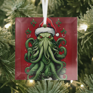 Cthulhu's Yuletide Reign: Een angstaanjagende Kers Glas Ornament