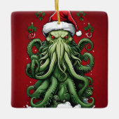 Cthulhu's Yuletide Reign: Een angstaanjagende Kers Keramisch Ornament (Voorkant)
