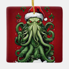 Cthulhu's Yuletide Reign: Een angstaanjagende Kers Keramisch Ornament