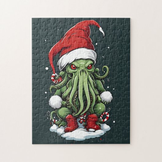 Cthulhu's Yuletide Reign: Een angstaanjagende Kers Legpuzzel (Verticaal)