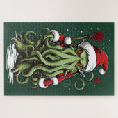 Cthulhu's Yuletide Reign: Een angstaanjagende Kers Legpuzzel (Horizontaal)