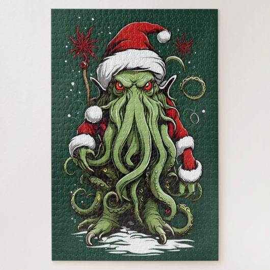 Cthulhu's Yuletide Reign: Een angstaanjagende Kers Legpuzzel (Verticaal)