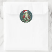 Cthulhu's Yuletide Reign: Een angstaanjagende Kers Ronde Sticker (Tas)