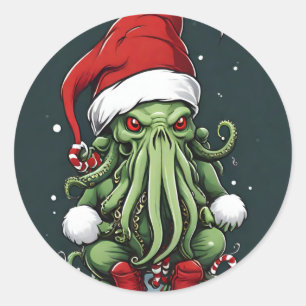 Cthulhu's Yuletide Reign: Een angstaanjagende Kers Ronde Sticker