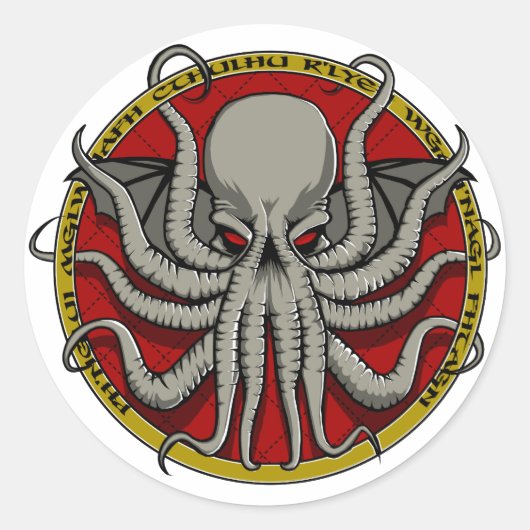 Cthulu Crest Ronde Sticker (Voorkant)