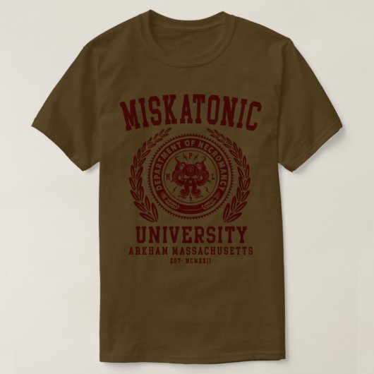 CTHULU EN LOVECRAFT MISKATONIC UNIVERSITY T-SHIRT (Design voorkant)