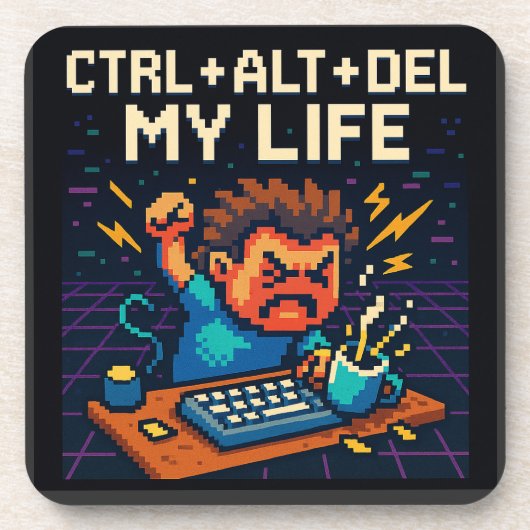 CTRL - ALT - DEL MIJN LEVEN BIER ONDERZETTER (Voorkant)