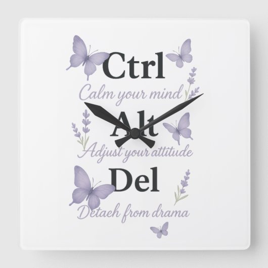 CTRL, ALT, DEL VIERKANTE KLOK (Voorkant)