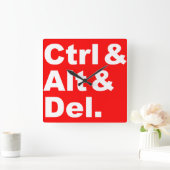 Ctrl & Alt & Del-wandklok Vierkante Klok (Huis)