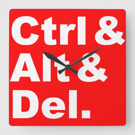 Ctrl & Alt & Del-wandklok Vierkante Klok (Voorkant)