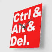 Ctrl & Alt & Del-wandklok Vierkante Klok (Hoek)