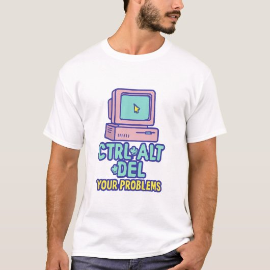 CTRL+ALT+DEL Your Problemen - Retro Computer Graph T-shirt (Voorkant)