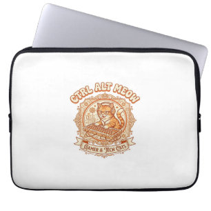 Ctrl Alt Meow Kat Gamer Tech Vintage Vector Kunst Laptop Sleeve