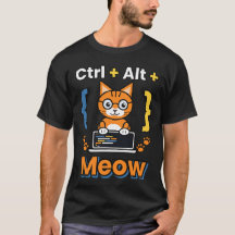 Ctrl Alt Meow Programmeur Kat Codeer Geek T-Shirt