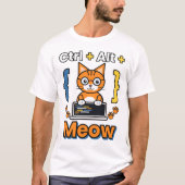 Ctrl Alt Meow Programmeur Kat Codeer T-Shirt (Voorkant)