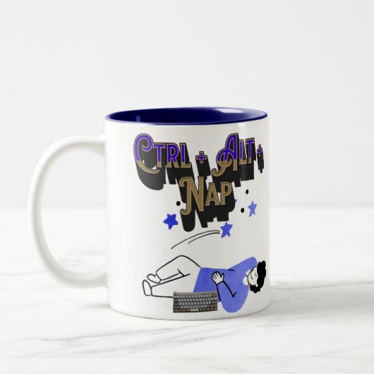 Ctrl + Alt + Nap-Mok | Grappige programmeur & Nap Tweekleurige Koffiemok (Links)