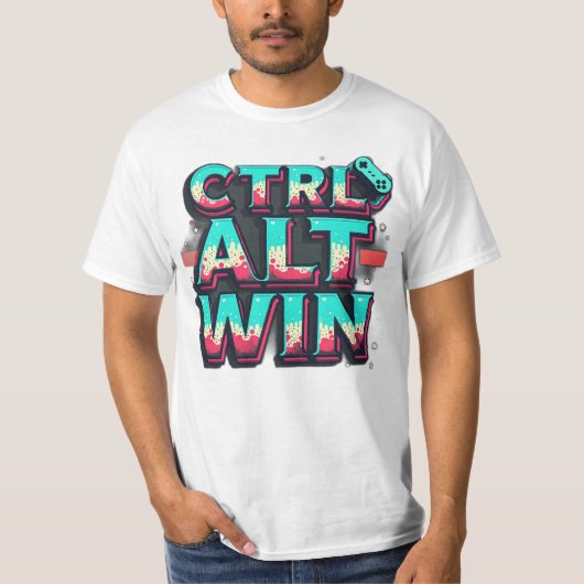 CTRL + ALT = WIN – Grappig Tech Meme T-shirt (Voorkant)