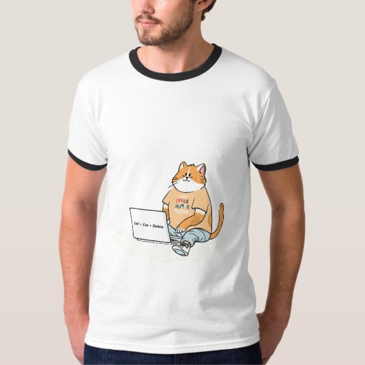 Ctrl Cat Delete Funny Cat Laptop Tee T-shirt (Voorkant)