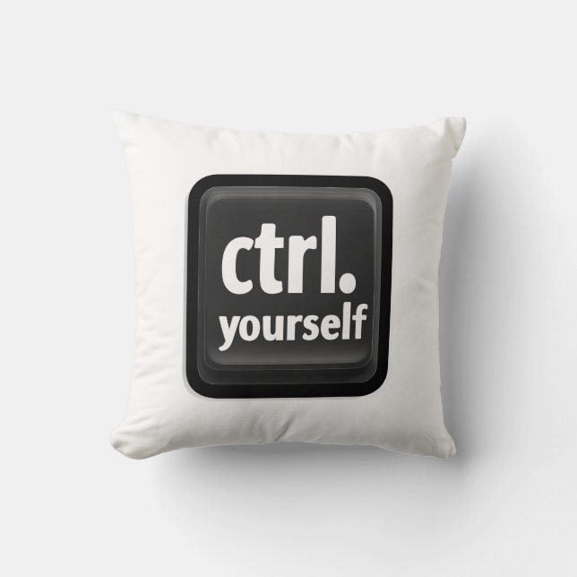 “Ctrl Yourself” Toetsenbord Illustratie – Minimali Kussen (Voorkant)