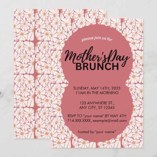 Ctue Floral Moederdag Brunch Uitnodiging (Voorkant / Achterkant)