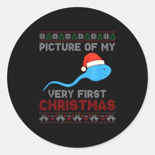 Cture Of My Very First Christmas Joke Funny Xmas  Ronde Sticker (Voorkant)